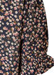Bluse i blomstrete viskose med korte ermer og smokkdetaljer, Bl&aring;, Packshot image number 3