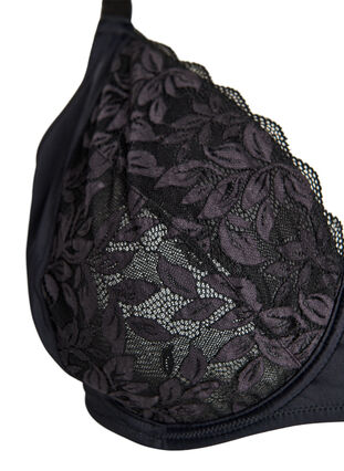 Zizzi Heldekkende BH med blonder, Black, Packshot image number 2