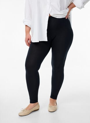 Zizzi Basis leggings i viskose, Svart, Model image number 0