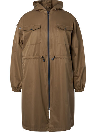 Vindtett parkas med justerbar midje, Teak, Packshot image number 0
