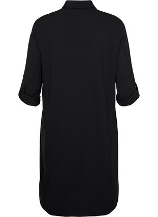 Lang skjortejakke med knappelukking, Black, Packshot image number 1