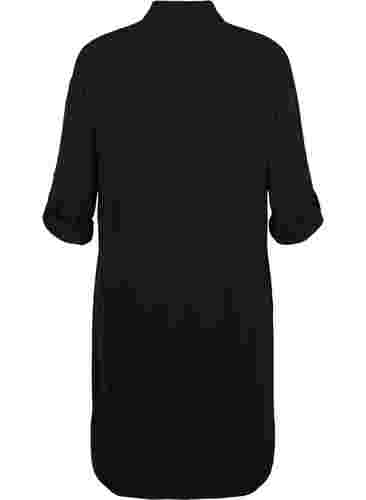 Lang skjortejakke med knappelukking, Black, Packshot image number 1