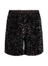 Shorts med høy midje og paljetter, Svart