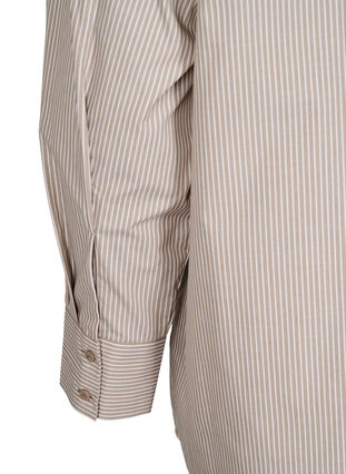 Zizzi Løs langermet skjorte med striper, Brun, Packshot image number 3