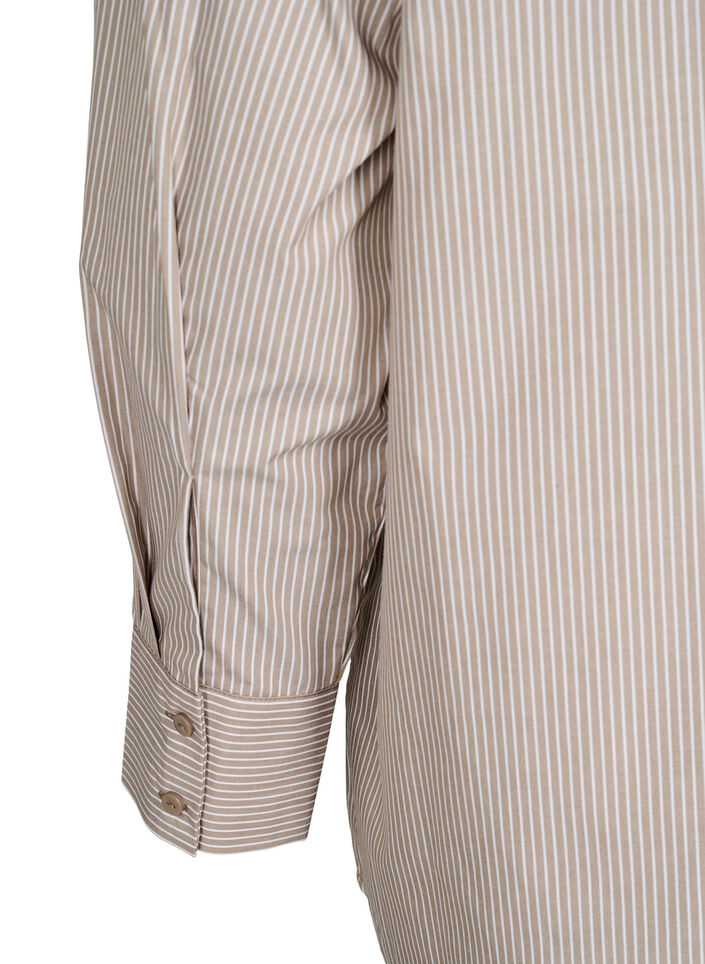 Løs langermet skjorte med striper, Brun, Packshot image number 3