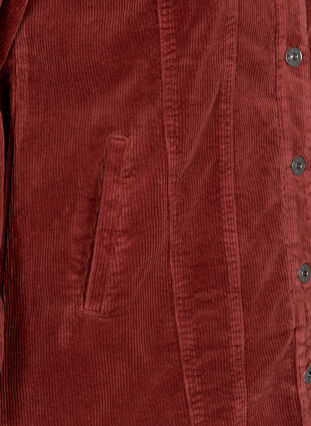 Skjortejakke i fløyel med lommer, Burnt Henna, Packshot image number 3