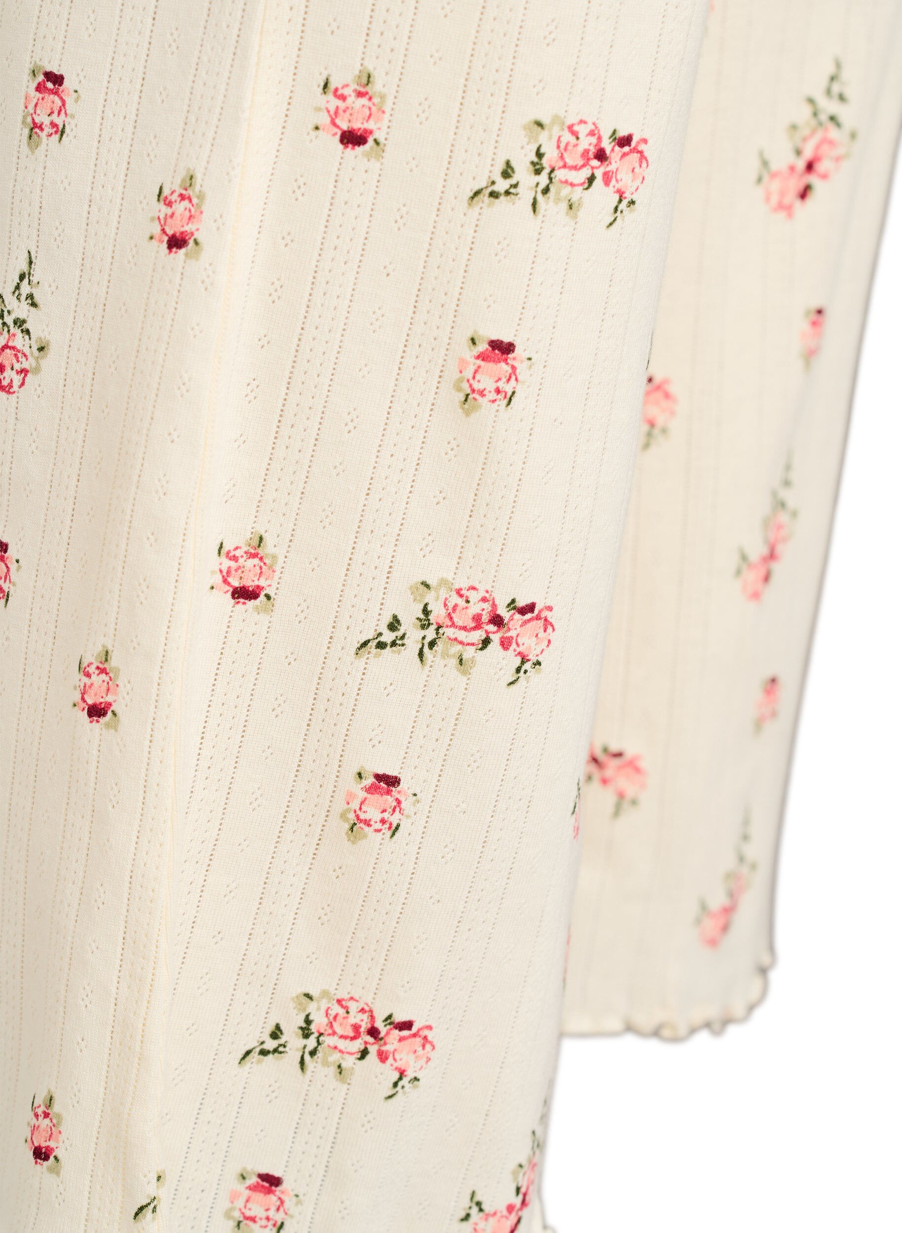 Zizzi Pyjamabukse i &oslash;kologisk bomull med strukturm&oslash;nster, Vanilje, Packshot image number 2