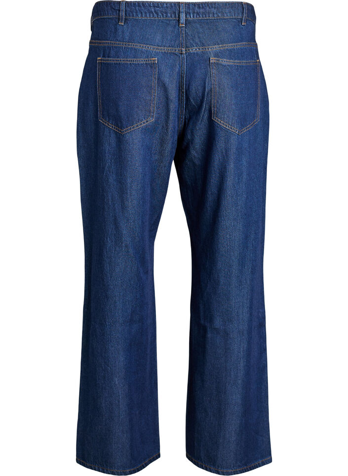 Vide jeans med knytebelte og høy midje, Blå, Packshot image number 1