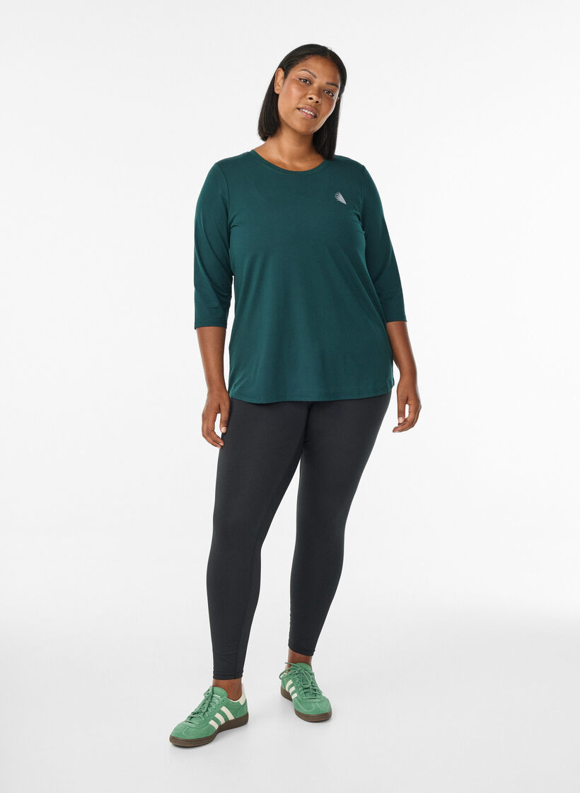 Treningsbluse med 3/4-ermer, Gr&oslash;nn, Model image number 1