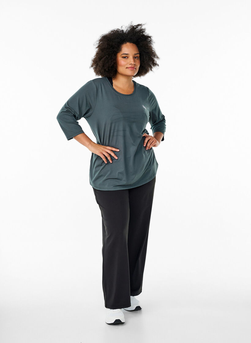 Treningsbluse med 3/4-ermer, Gr&aring;, Model image number 1