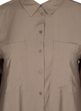 Lang viskoseskjorte med lommer og splitt, Brindle, Packshot image number 2