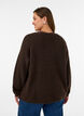 Strikkebluse med V-hals og raglanermer, Brun, Model image number 2