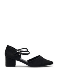 Wide fit - Pumps med doble stropper, Black