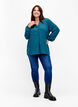 Ensfarget bluse med V-hals, Deep Teal, Model image number 2