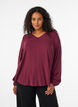 Viskosebluse med V-hals og avrundet fold, R&oslash;d, Model image number 0