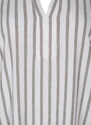Zizzi Stripete tunikakjole i lin- og viskosemiks, White Stripe, Packshot image number 2