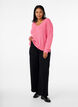 Strikket bluse med v-hals og lange ermer, Bubblegum Wh. Mel., Model image number 2