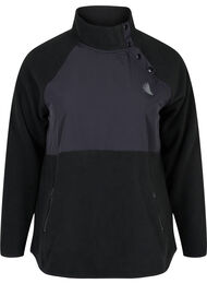 Fleecejakke med knapper og lommer, Black