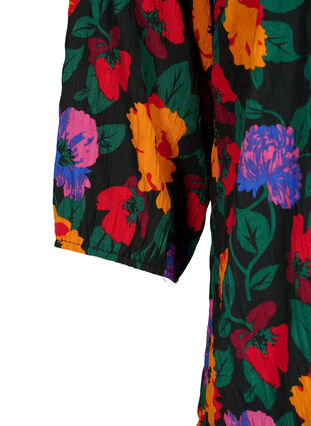 Blomstrete bluse med 3/4-ermer, Multi Flower AOP, Packshot image number 3