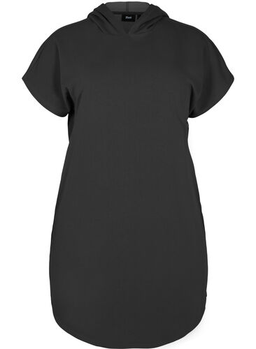 Kortermet kjole med hette, Black, Packshot image number 0