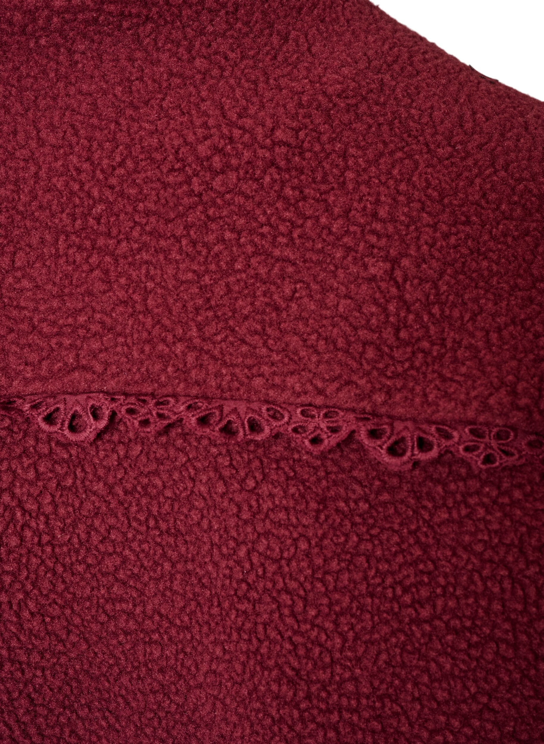 ZizziTeddyjakke med brodert kant i hullm&oslash;nster og h&oslash;y hals, R&oslash;d, Packshot image number 4