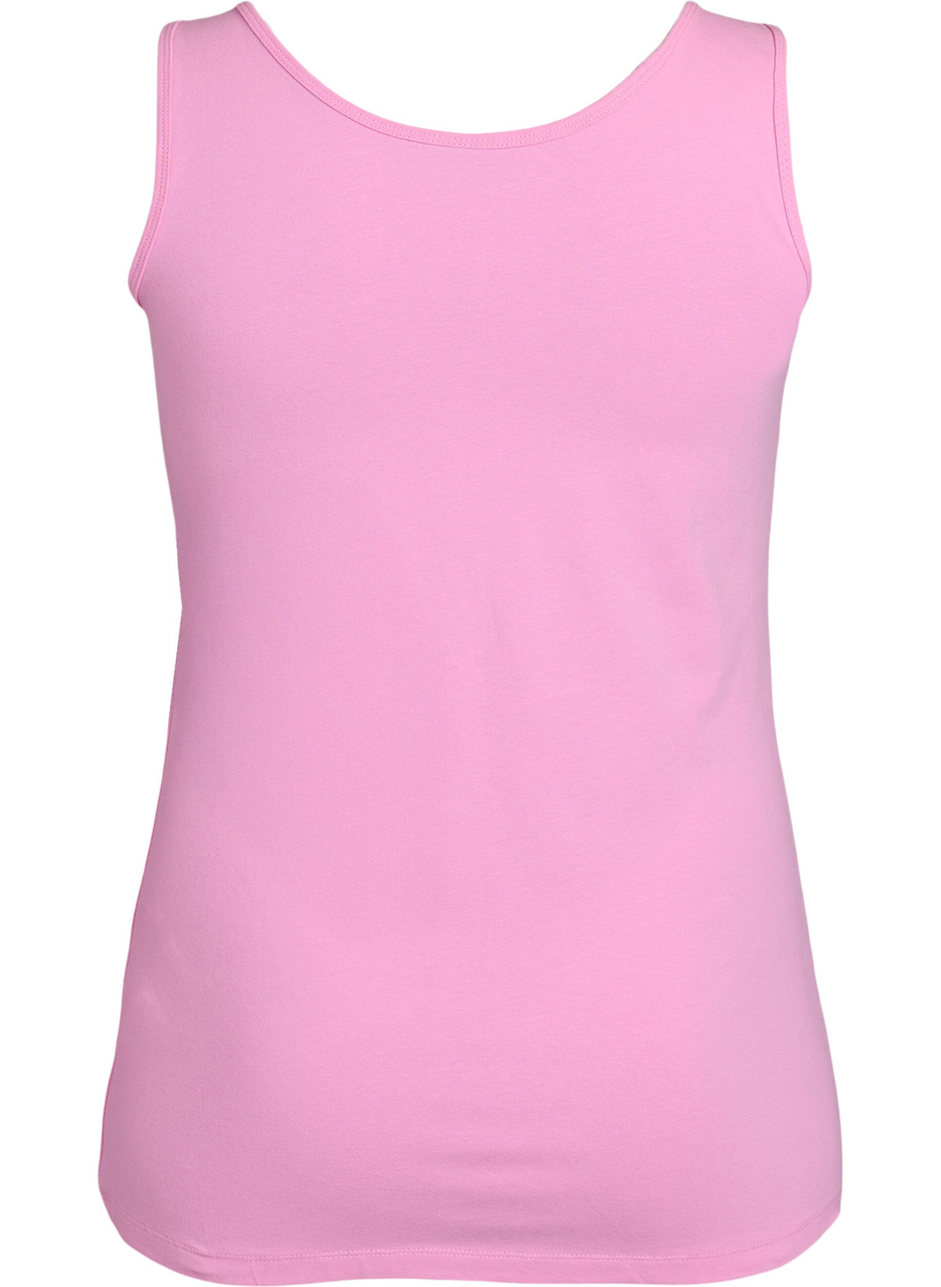 ZizziEnsfarget basic topp i bomull, Rosa, Packshot image number 1