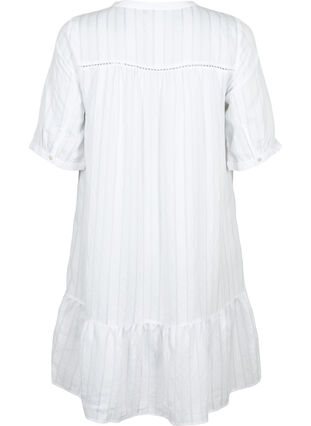 Zizzi Stripete viskosekjole med blondebånd, Bright White, Packshot image number 1