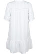 Stripete viskosekjole med blondebånd, Bright White, Packshot image number 1