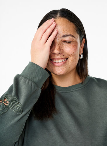 Zizzi Genser med broderte utskjæringer, Thyme, Image image number 0