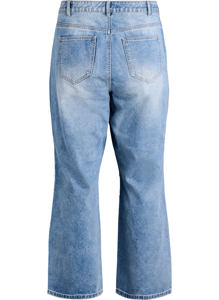 Jeans med vide ben og sømdetaljer, Blue Denim, Packshot