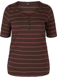 Stripete T-skjorte i bomull med ribbet struktur, Mole Stripe