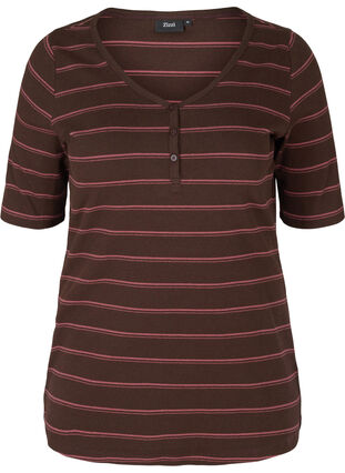 Stripete T-skjorte i bomull med ribbet struktur, Mole Stripe, Packshot image number 0
