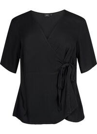 Bluse i viskose med omslagseffekt