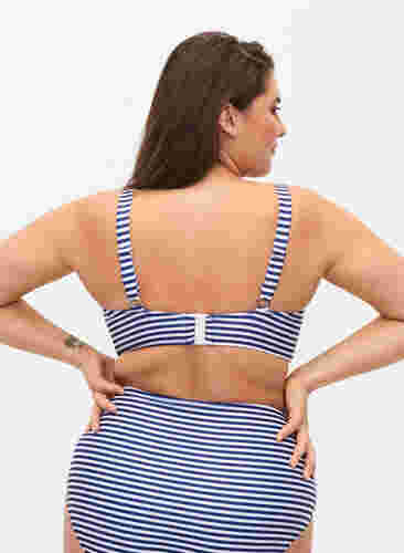 Mønstret bikinitopp med bøyle, Blue Striped, Model image number 1