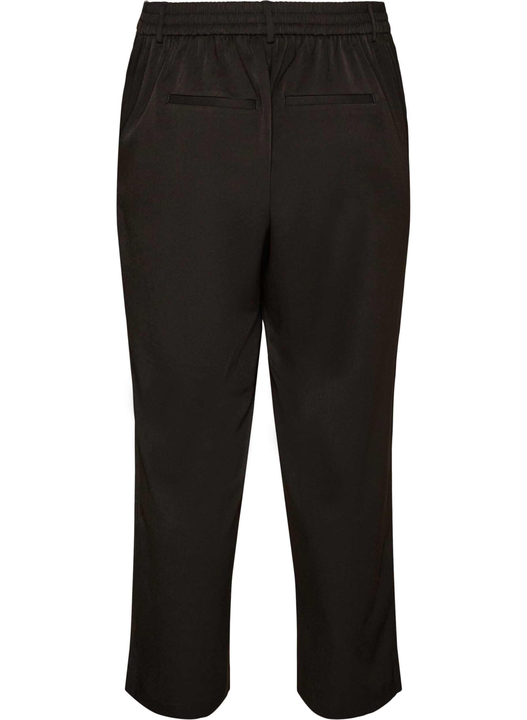 ZizziDressbukse med h&oslash;y midje og straight fit, Svart, Packshot image number 1