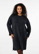 Strikket kjole med splitter, Dark Grey Melange, Model image number 0