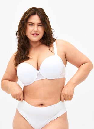 Zizzi Formstøpt BH med mesh, Bright White, Model image number 0