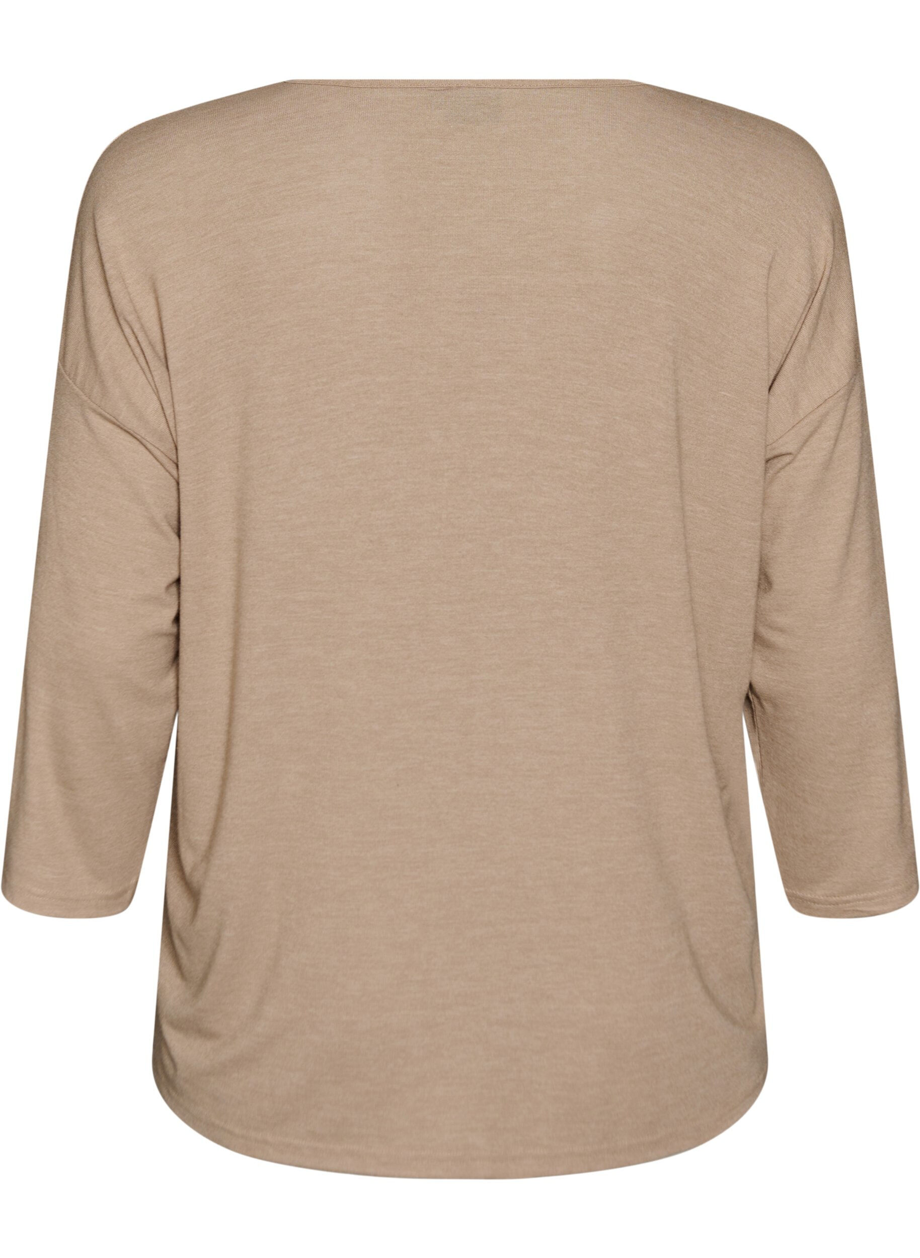 Zizzi Jersey bluse med 3/4 ermer, Beige, Packshot image number 1
