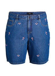 Dongerishorts med broderte jordbær, B. D. Pink Flower