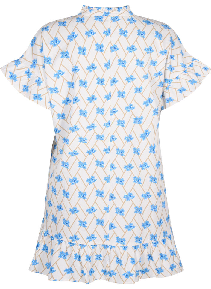 Blomstret bomullstunika i bomull, Snow White Flower, Packshot image number 1