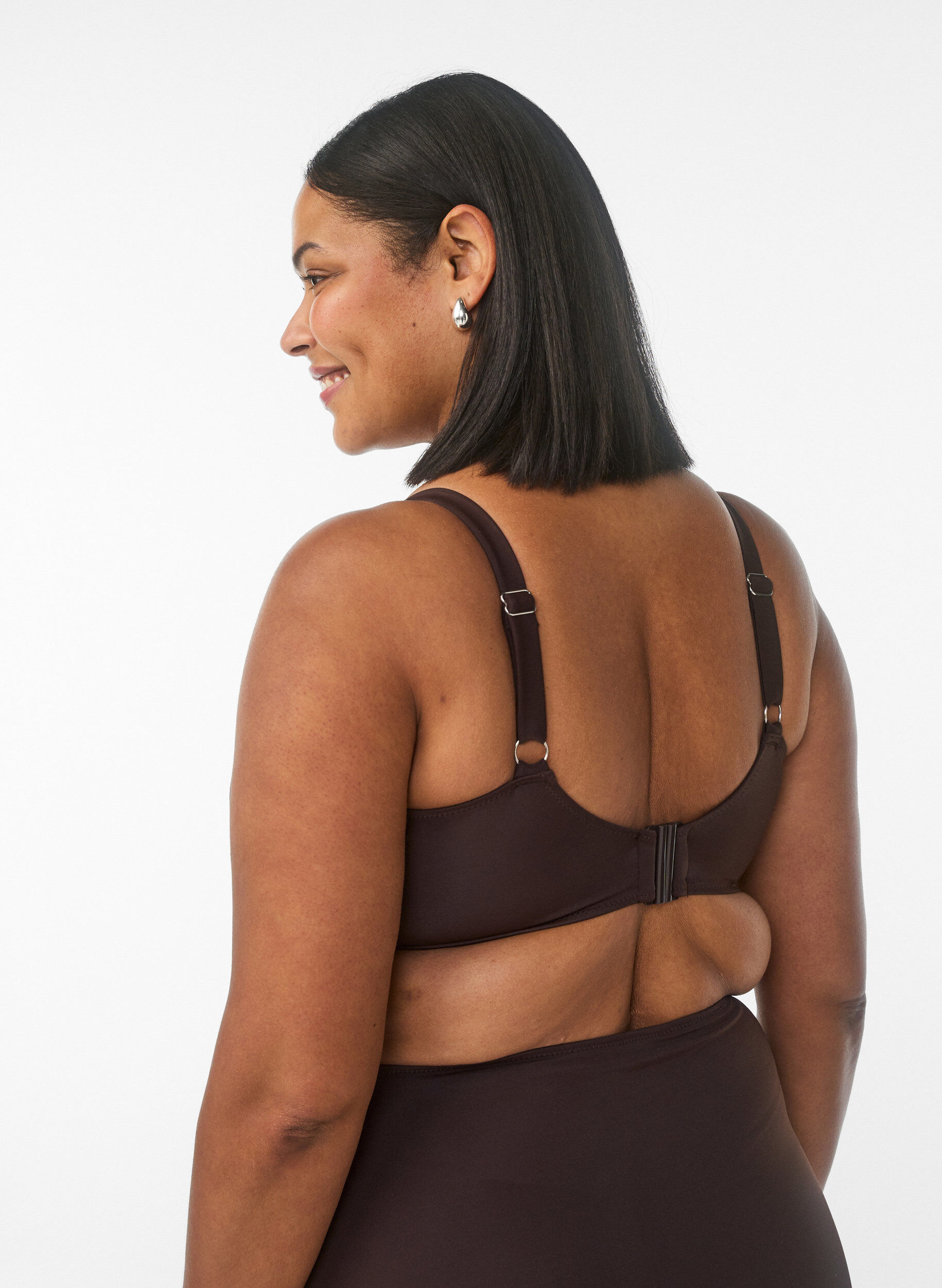 Zizzi Bikinitopp med b&oslash;yle og drapering, Brun, Model image number 2