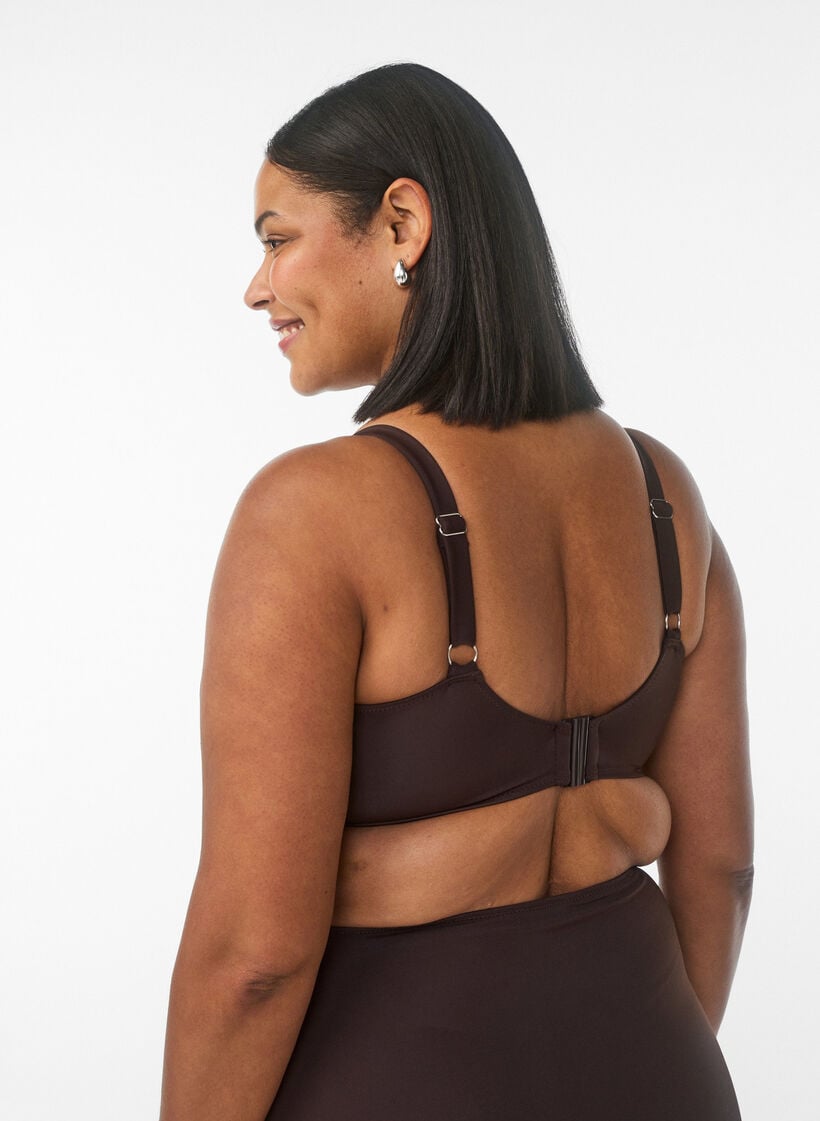 Bikinitopp med b&oslash;yle og drapering, Brun, Model image number 2