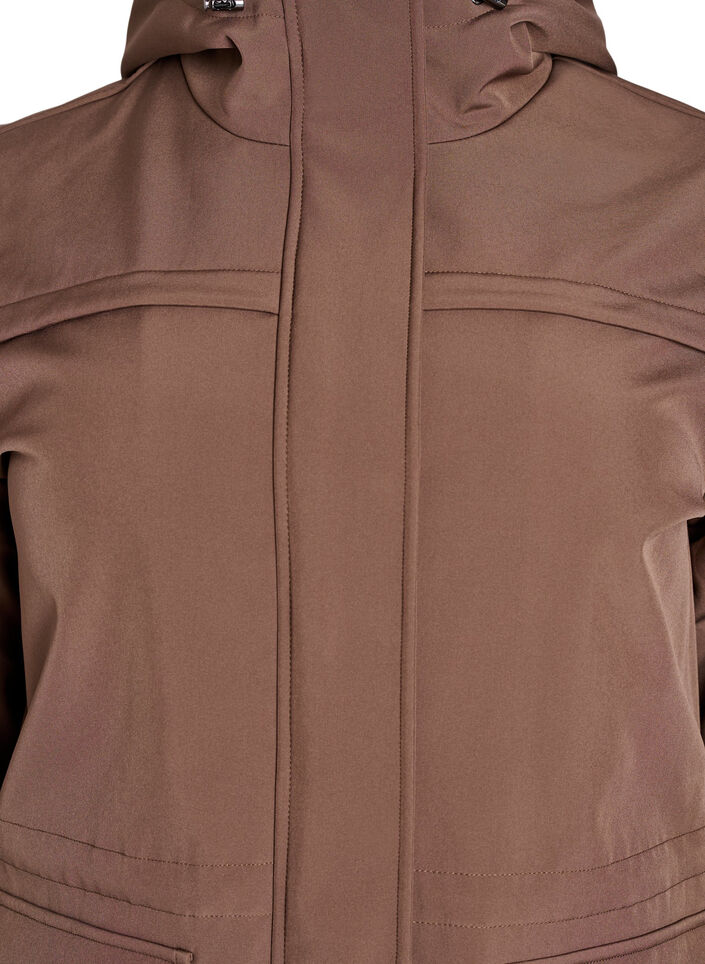 Vannavvisende softshell jakke med vattert f&ocirc;r, Brun, Packshot image number 2