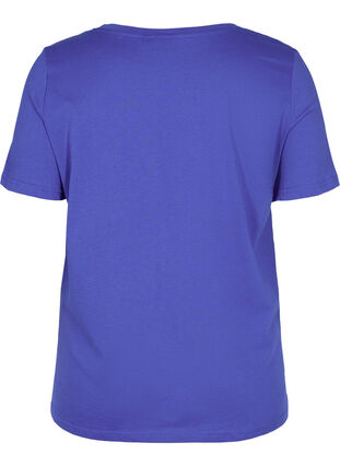 Kortermet T-skjorte i bomull med trykk, Dazzling Blue WAYS, Packshot image number 1