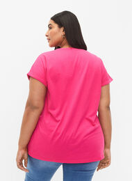 Kortermet T-skjorte i bomullsblanding, Raspberry Sorbet, Model