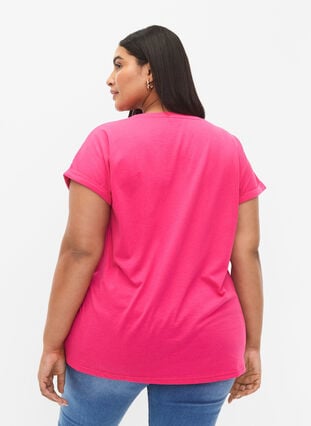 Kortermet T-skjorte i bomullsblanding, Raspberry Sorbet, Model image number 1