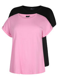 To-pakning t-skjorter med korte ermer, Rosebloom / Black