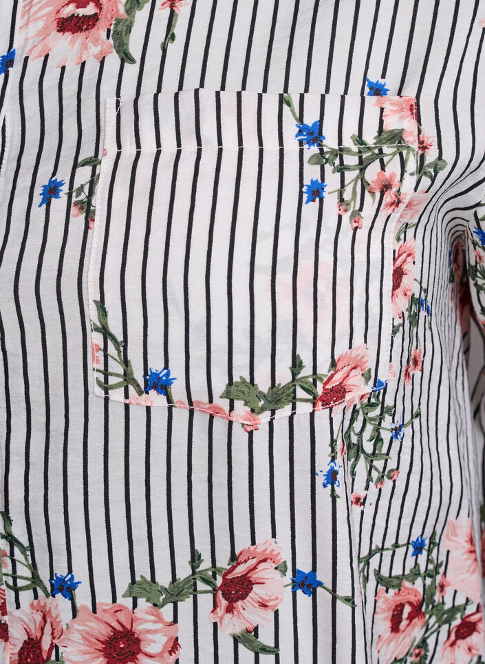 Skjorte med blomstertrykk og smale striper, Black Striped AOP, Packshot