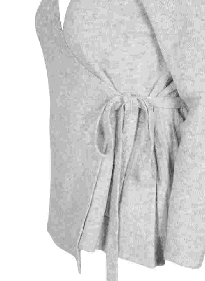 Melert strikkecardigan med omslag, Light Grey Melange, Packshot image number 3