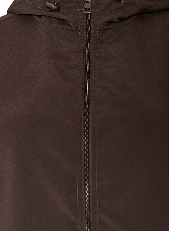 Lett jakke med hette og glidel&aring;s, Brun, Packshot image number 2